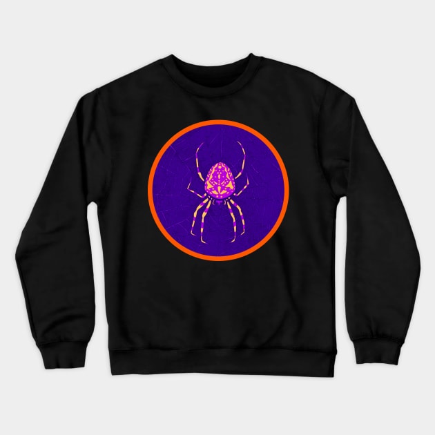 Halloween Spider In An Invisibile Web, Vintage Woodcut Style Crewneck Sweatshirt by SwagOMart